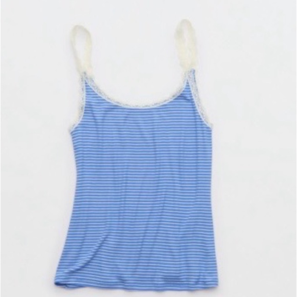 💙 Aerie Real Soft® Lace Trim Tank + Matching Shorts Set
